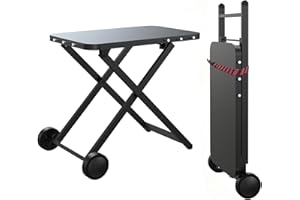 BBQCuker Portable Grill Table, Outdoor Prep Table with 2 Wheels, Pizza Oven Cart for Ninja Woodfire/XL Pro, Weber Q, Blackstone, Napoleon,Ooni Table Top Grill, Folding Grill Cart for Camping, RV