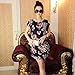 Franterd Women Skirts Print Short Sleeves T Shirt Blouse Loose Mini Dress (Navy)