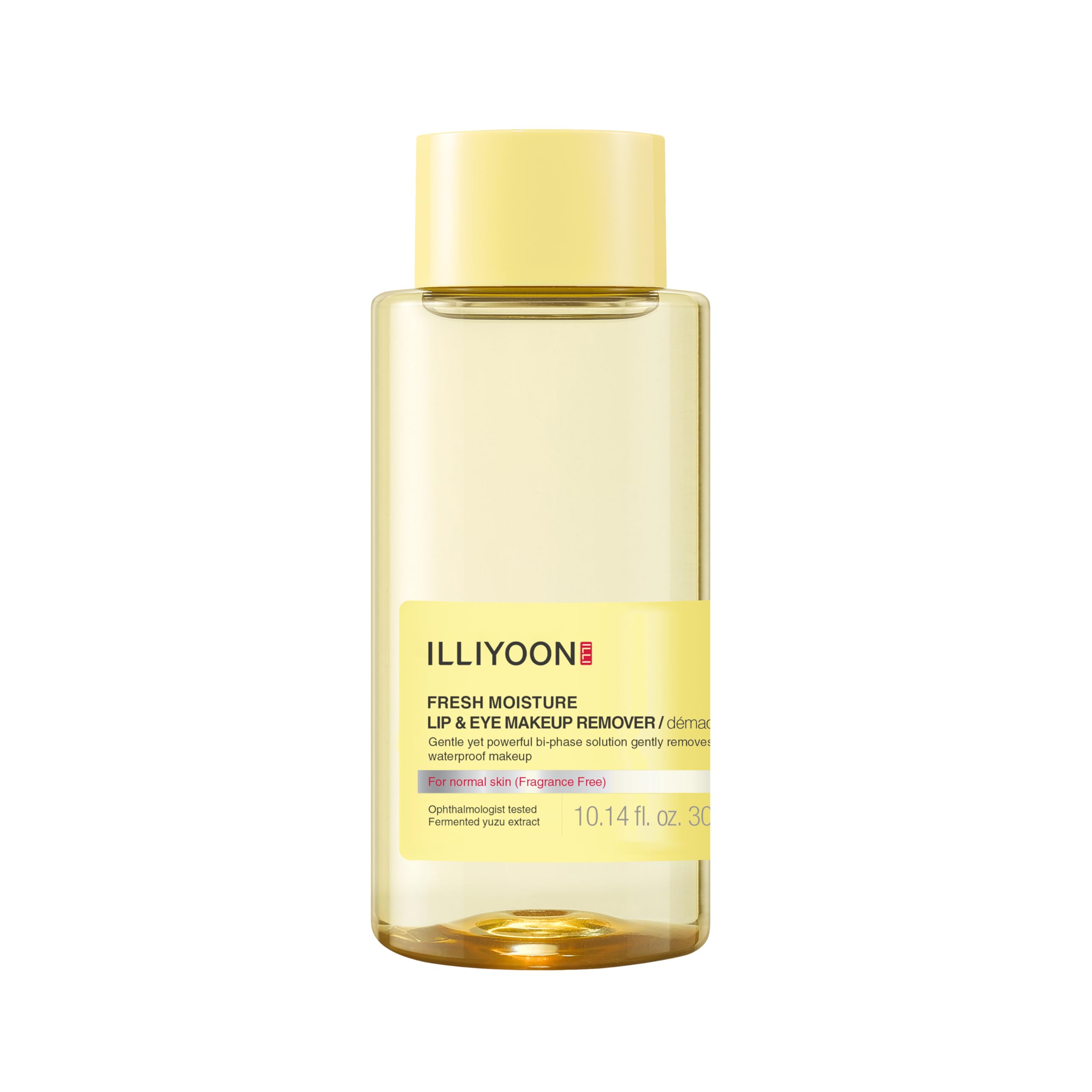 ILLIYOON Fresh Moisture Lip and Eye Makeup Remover(300mL/10.14 Fl.Oz) | Instant & Gentle Waterproof Makeup Remover | Non-Greasy with Naturally Fermented Yuzu Extract | Fragrance Free and Paraben Free