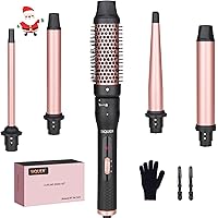5 in 1 Curling Wand Set - SIQUER Curling Iron Set 1/2 to 1 1/4 Inch Beach Waves Wands 1 1/2 Inch Thermal Brush Fast Heating U