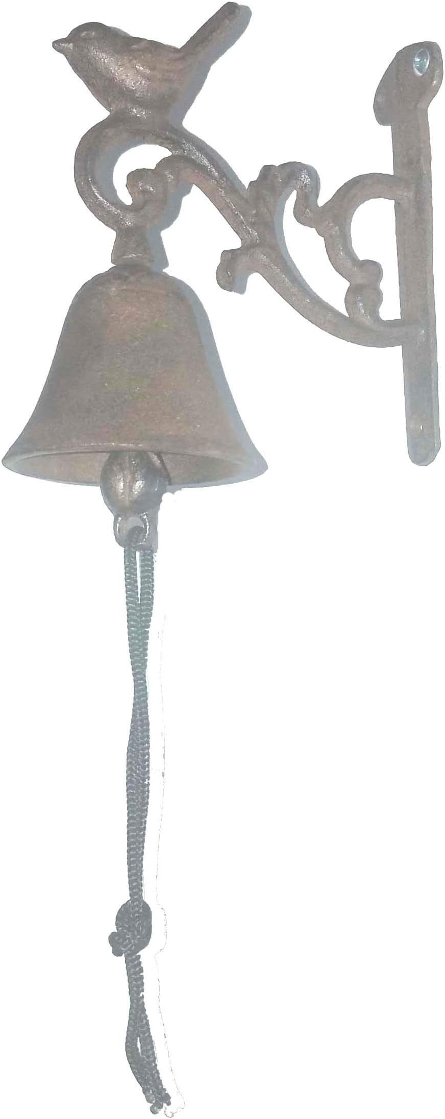 RUSTIC Small Cast Iron Bird Bell Shiny Brushed Brown Finish