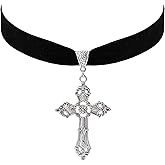Sacina Gothic Cross Necklace, Zinc Alloy Black Cross Necklace, Halloween, Christmas Goth Jewelry Gift for Women