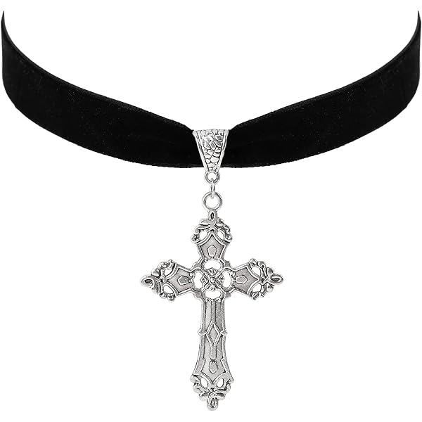 Collar Gótico Ajustable Con Colgante De Cuervo Y Cruz – Accesorio Vampiro Para Halloween Y Estilo Punk