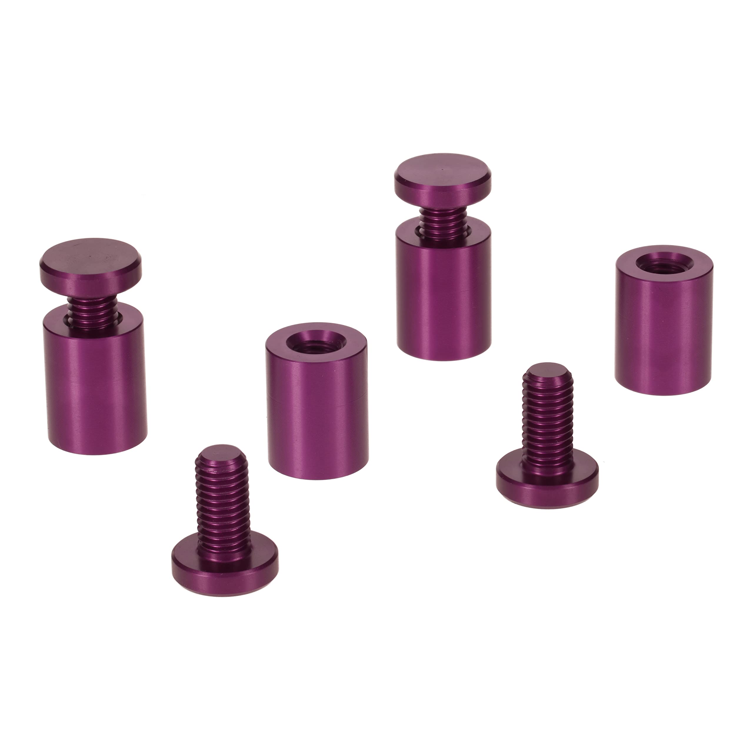 PrecisionGeek Purple Aluminium Sign Standoff Fixings 20 mm × 25 mm – Set of 4, Ideal for DIY Picture Frames, Acrylic Panels, Office Displays & Wall Art