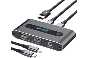 USB C KVM Switch 1 Monitors 2 Computers 4K@60Hz 2 Ports Type-C to HDMI KVM Switches for 2 USB-C Port Laptops Share Single HDM