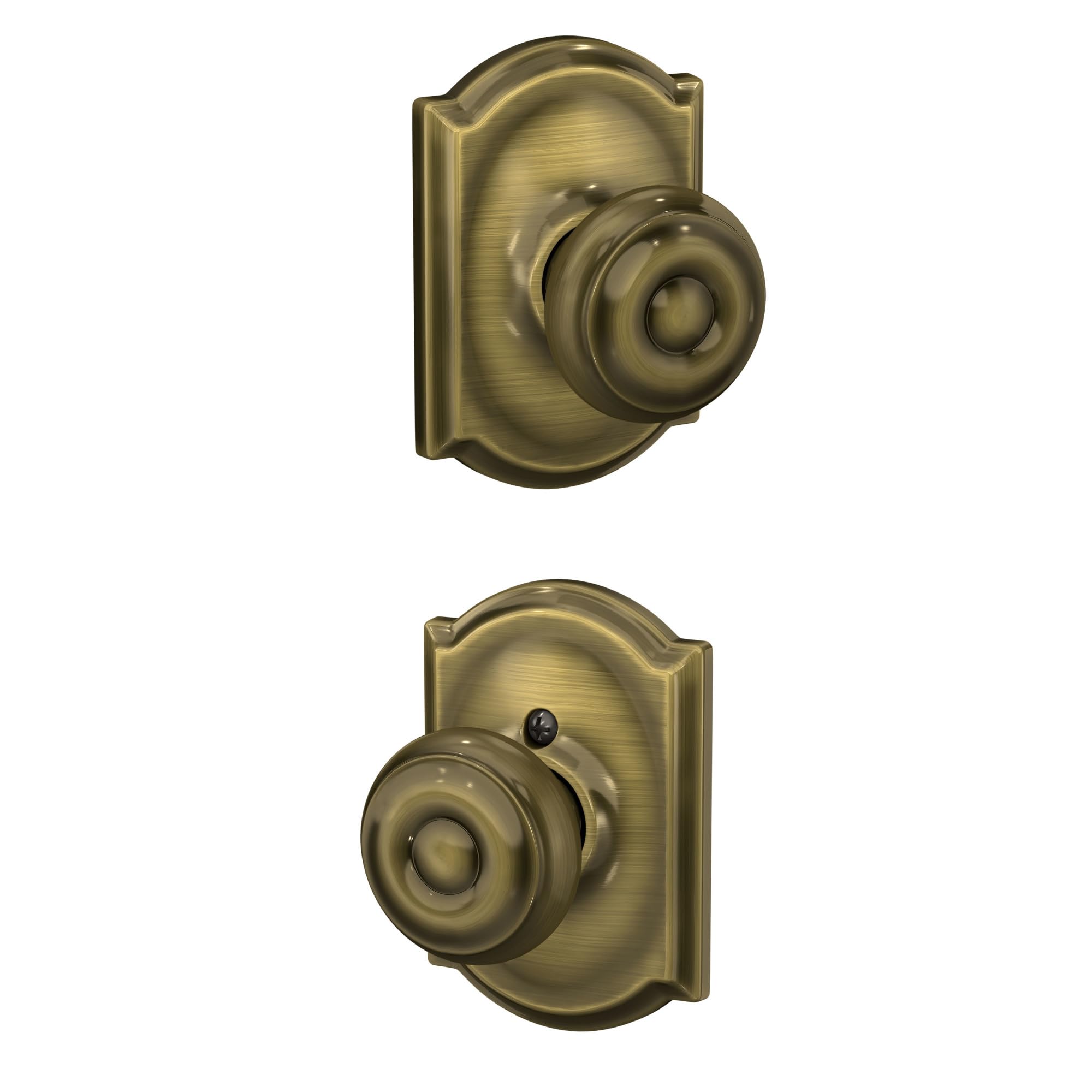 Photo 1 of SCHLAGE F10 GEO 609 CAM Camelot Collection Georgian Passage Knob, Antique Brass