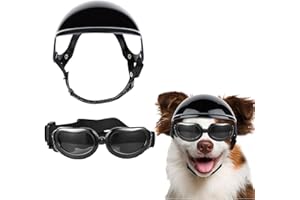 Small Pet Dog Helmet and Goggles for Small Dogs - UV Protection Doggy Sunglasses Cat Glasses Pet Motorcycle Helmet Hat with E