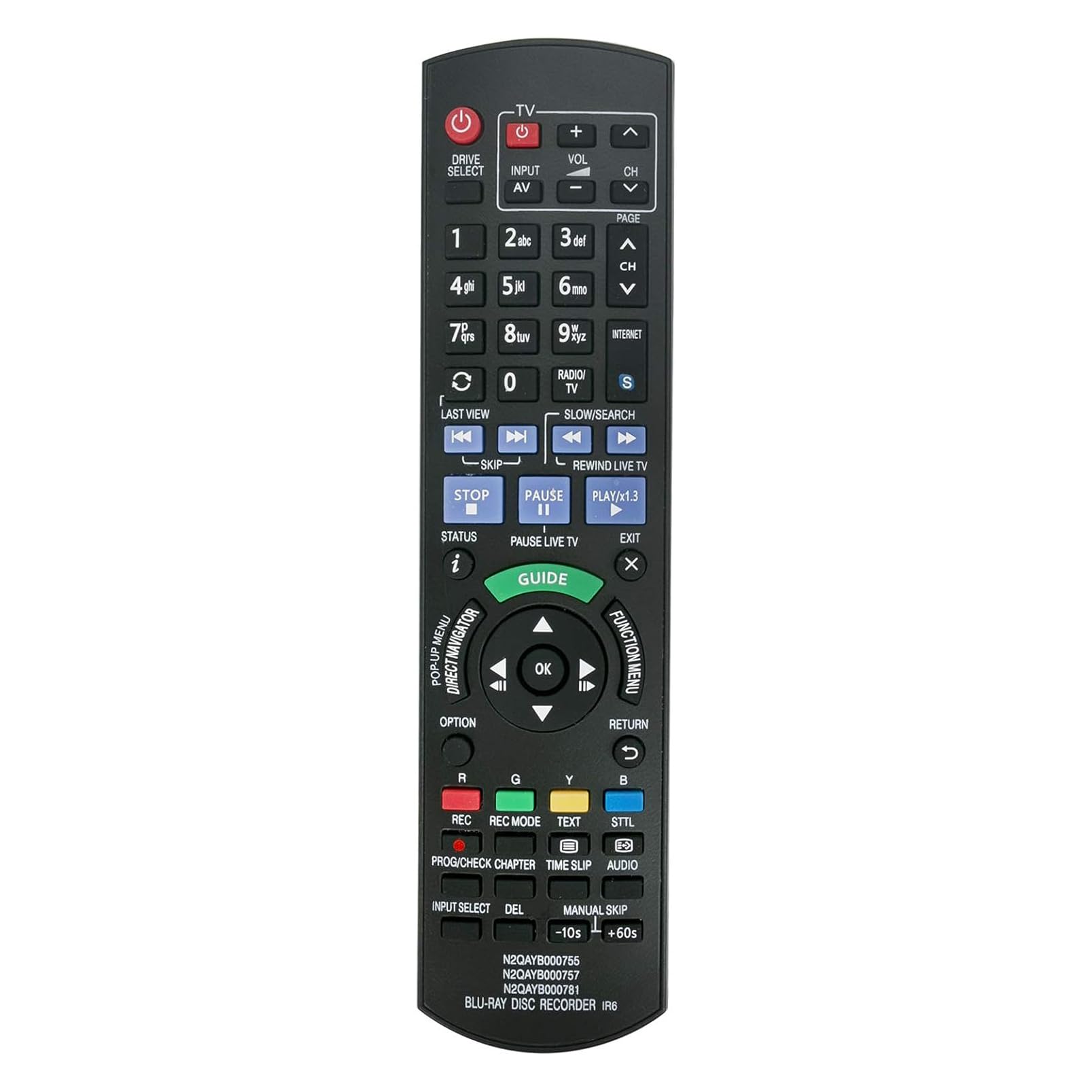 ALLIMITY N2QAYB000914 Replace Remote Control fit for Panasonic Blu Ray Disc Player DMR-BST800 DMR-BWT700EC DMR-HCT130EG DMR-HCT230EG DMR-HST130EG DMR-HST230EG