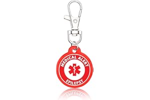 ELM CITY DIRECT Medical Alert Keychain Tag – Emergency ID for Men, Women & Kids – Clip-On Medical ID Keychain for Keys, Backpack or Purse (Epilepsy)