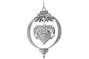 Inspired Silver - Wyoming Charm Ornament - Silver Pave Heart Charm Holiday Ornaments with Cubic Zirconia Jewelry