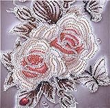 Diamond Painting DIY 5D Special Shape Rhinestones, ABEUTY Yellow Vintage Flower, Partial Drill Crystal Diamond Dotz Kits