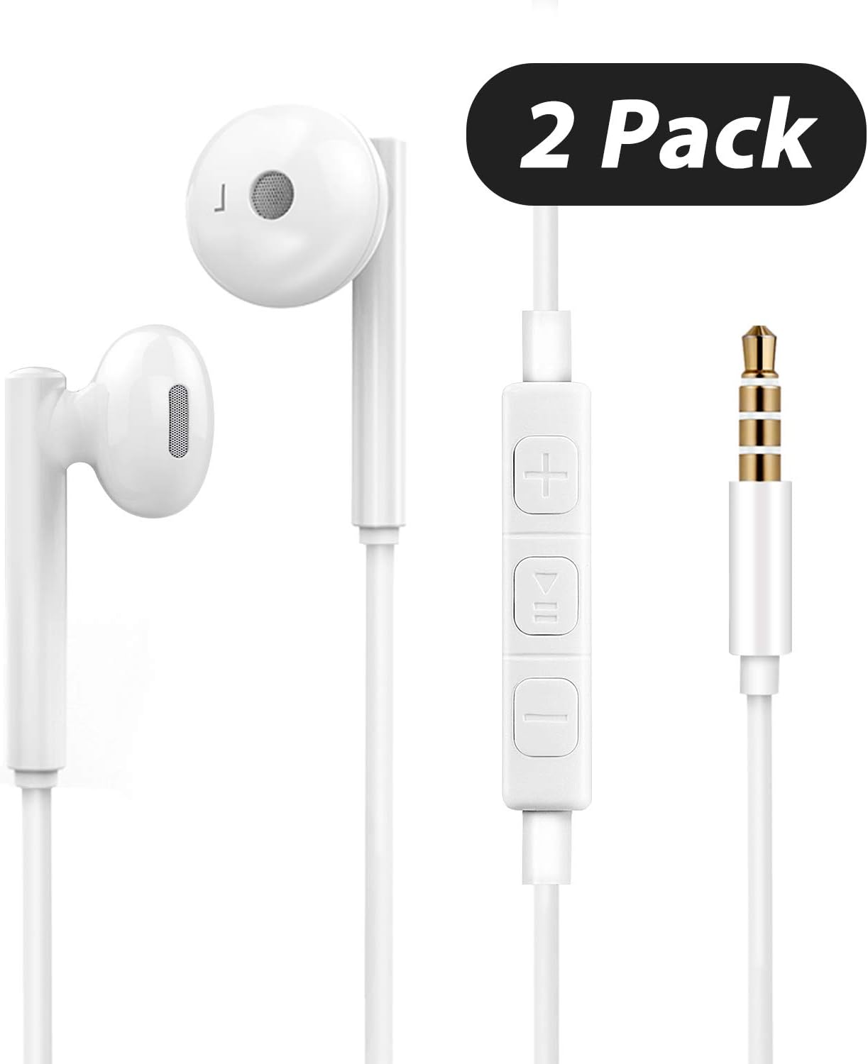 Wired Earbuds with Microphone and Remote Volume Control [2 Pack] [2 Pair] 3.5mm Plug Earphones Noise Canceling Headphones for Android Smartphone, Tablet, MP3/MP4 Player, All 3.5mm Audio Devices: Home Audio & Theater