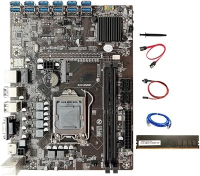 Lodokdre B250C Mining Motherboard 12x PCIE USB3.0 LGA1151 DDR4 4GB RAM+Cable