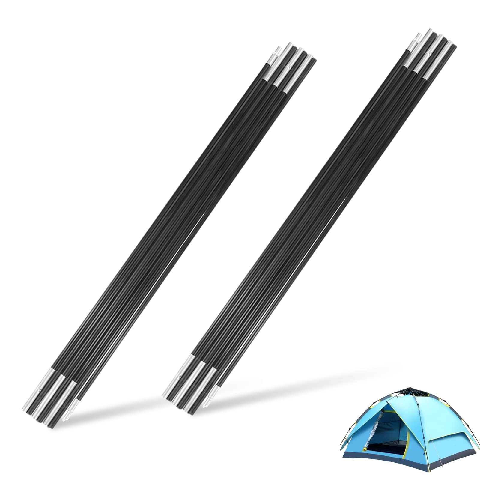 Cyrank Replacement Fibreglass Pole Kit,3.96m/155.9inch Fiberglass Tent Pole Replacement Tent Poles Accessories, Shock Corded Fibreglass Rod Tent Poles Equipment Tent Pole Kit for Camping Hiking