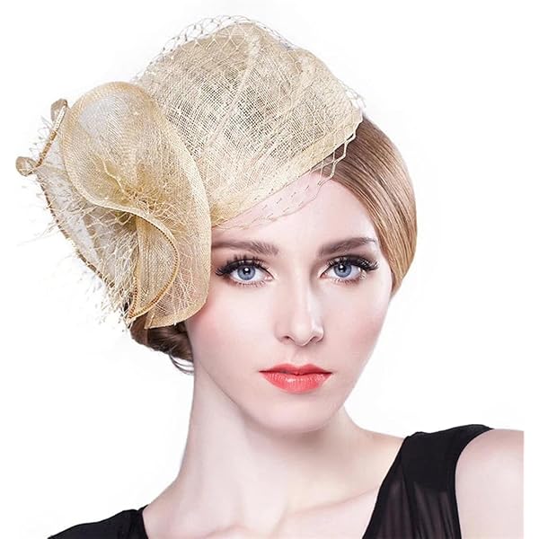 6283 Sinamay Fascinator Top Hat With Feather, Women Feather Tea Party Horse Ivory Sinamay Fascinator: Kentucky Derby Tea Party Hat - Etsy main image 3