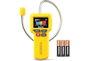 Gas Leak Detector, VITITE Natural and Propane Gas Detector for Home and RV, with Illuminated Flexible Probe, Locating The Source of Combustible Gas Leaks (Includes Battery x3 & Storage Bag) - Yellow