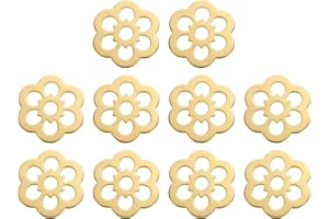 uxcell 10pcs Cabinet Knob Backplate, 1.26 Inch Plum Flower Shape Brass Backplate Washers Classical Furniture Decoration Gaske