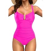 Daci Women Tummy Control One Piece Swimsuit - Ruched Bathing Suit Full Coverage Slimming V Wired Swimwear 2025