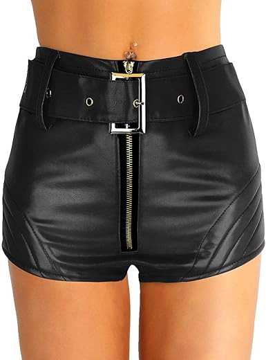 high waisted leather booty shorts