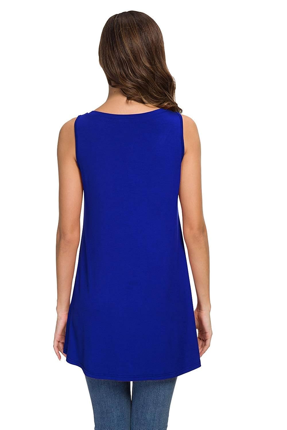 Akihoo Women Summer Sleeveless V-Neck Hi-Low T-Shirt Tunic Top Blouse Shirts