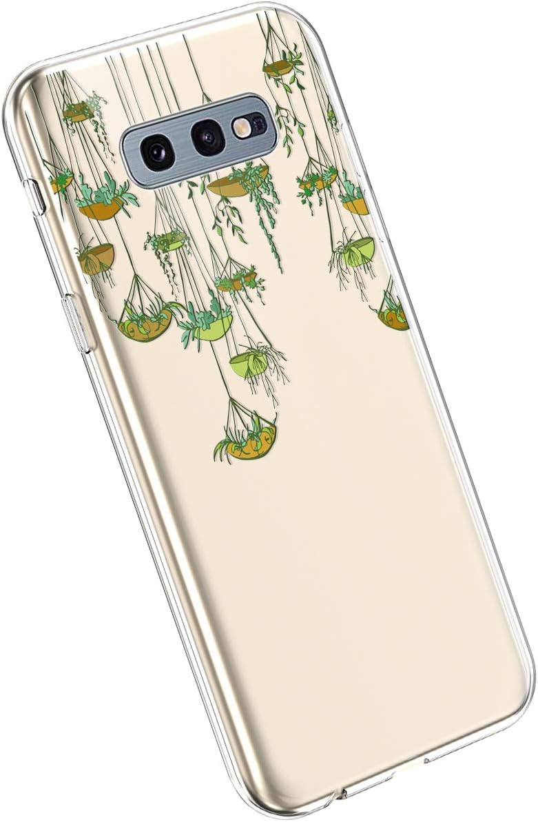 YSIMEE Compatible with Case Samsung Galaxy S10e,Exquisite Silicone Beautiful Flowers Painted Transparent Thin Lightweight TPU Soft Shockproof Rubber Gel Crystal Bumper Case,Flower A2