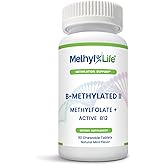 Methyl-Life® B-Methylated Chewable – 3 mg L-Methylfolate + Methyl B12 Sublingual Tablets (Methylcobalamin) | Active Folate & Vitamin B12 | Vegan, Non-GMO, Gluten-Free