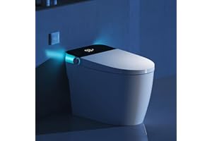 Vipbear Smart Toilet with Heated Seat & Auto Flush, Tankless Toilets for Bathroom Modern One Piece Toilet Standard Comfort Height Toilet with Slow Close, Night Light, Water-Saving Siphon Dual Flush
