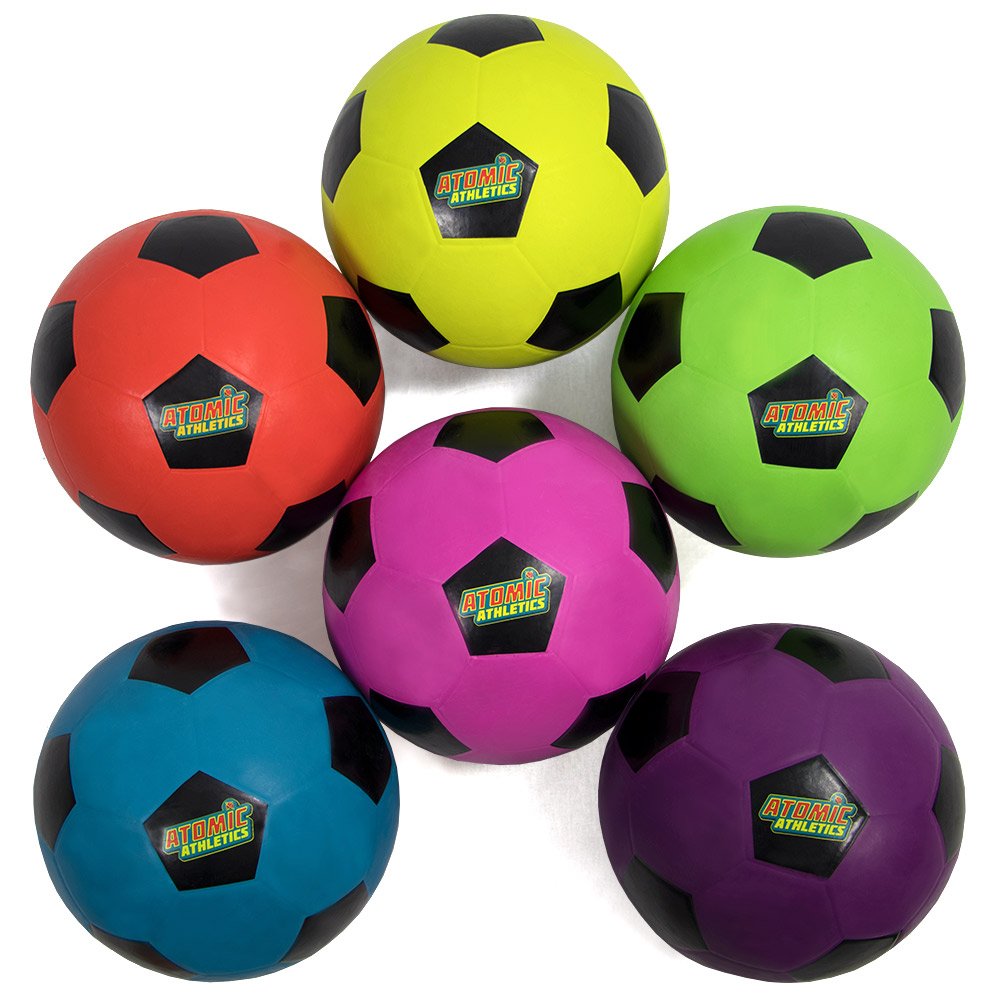 Atomic Athletics 6 Pack of Neon Rubber Playground Soccer Balls Youth