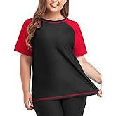 Inno Women's Plus Size Rash Guard Swim Shirt Short Sleeves UPF 50+ Swimwear Workout Tops