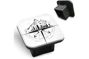 Tnomchey Compass Rubber Hitch Covers Vintage Nature Mountain Adventure Trees Nautical Trailer Hitch Cover Tube Plug Insert Cap Fit for 2" Receivers Car Exterior Accessories Tow Hitch Cover
