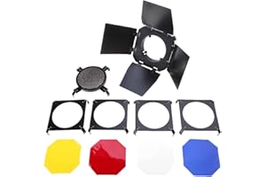 Precise Lighting Control Diffuser Including BD03 Barn Door & Color for Various Photography Scenes Accessory Set