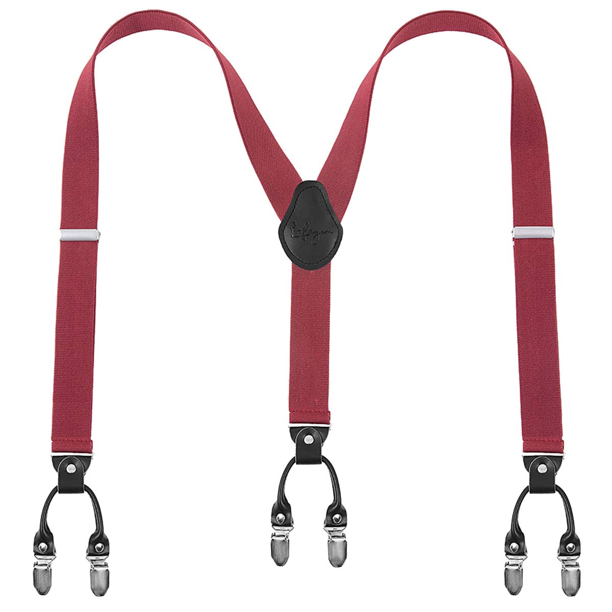 Lafayon Mens Braces 6 Clips Y-Back 3.5 cm Heavy Duty Adjustable Elastic Braces for Men Trousers with Strong Metal Clips and Gift Box