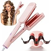 Curling Iron Hair Crimper Waver - CHIKYO 3 Barrel Rovy Wave Curling Iron, 1.25 Inch Ionic Beach Waves Curling Wand, Deep Waver Hair Curler Hot Tool with Ceramic for Women, Dual Voltage, Easy to Use