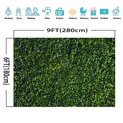 Fanghui 9x6FT Natural Green Leaves Grass Wall Backdrop for Photography Spring Summer Wedding Birthday Party Banner Supplies Outdoorsy Theme Photo Studio Booth Props. - Thumbnail 2