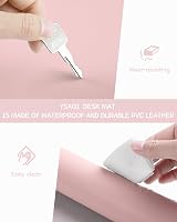 YSAGi Non-Slip Desk Pad 60 x 35 cm Pink Waterproof PVC Leather Desk Protector view 5
