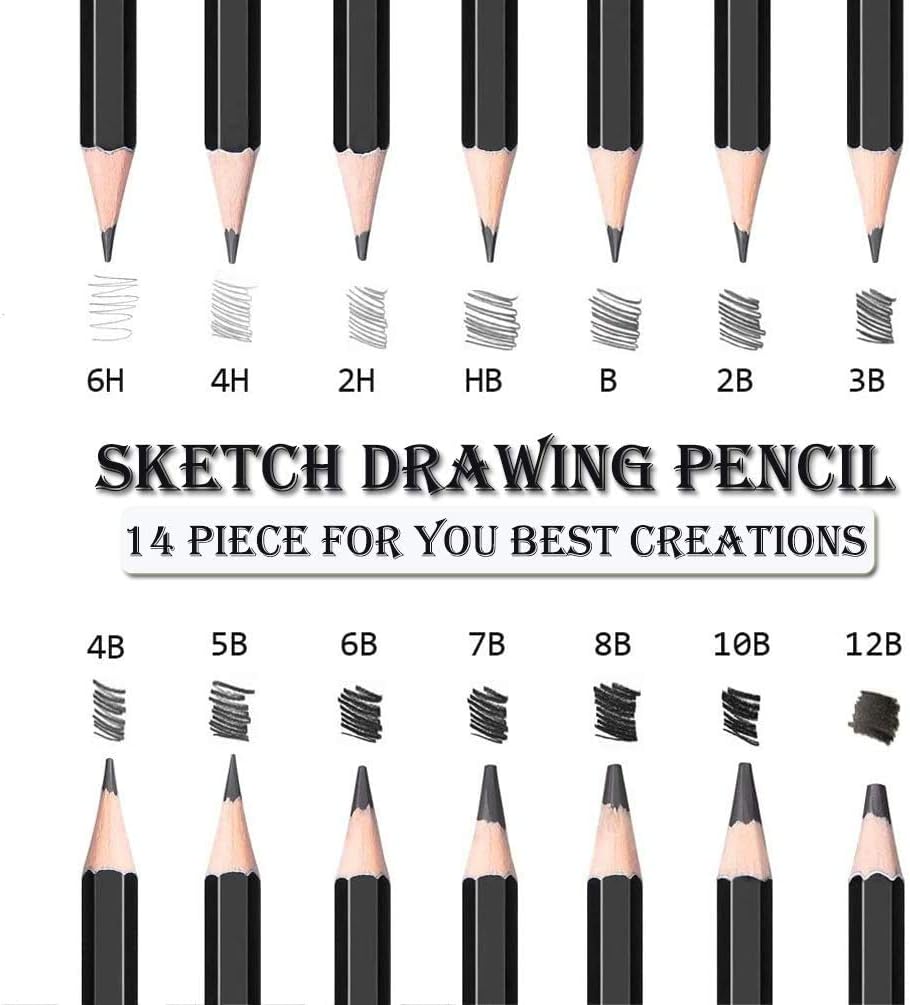 Sketching Pencil Set, 24 Pcs Graphite Drawing Pencil for Artists Adults Children Include 12B, 6H, Charcoal Pencils - Image 3