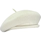 100% Wool Beret Hats for Women Men,Classic French Hat,Adjustable Headband, Handmade Rolled Brim.