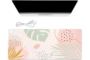 iCasso Heated Mouse Pad, XL Electric Warm Desk Pad with 3 Heating Levels & 3 Auto Shut-Off Levels for Computer Keyboard, 31.5" x 13" Large Safe Desk Mat Hand Warmer for Home Office Work (Morandi)