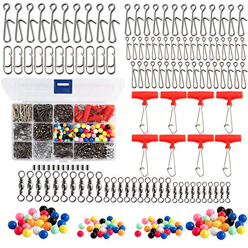 Alwonder Lot De 465 Bas De Ligne Pour Pêche En Mer Avec Pinces D’alimentation, Sertissages, Glissières à Glissière, Perles D’eau De Mer
