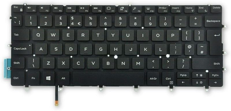 Dell XPS 13 9380 9370 UK English Backlit Laptop Keyboard 83 Key Black 82FHM