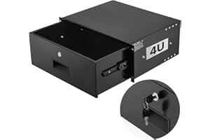 VEVOR 4U Rack Mount Drawer, 50 lbs Max Load-Bearing, Lockable Server Cabinet Case, Sliding Drawer with Lock and Cable Managem