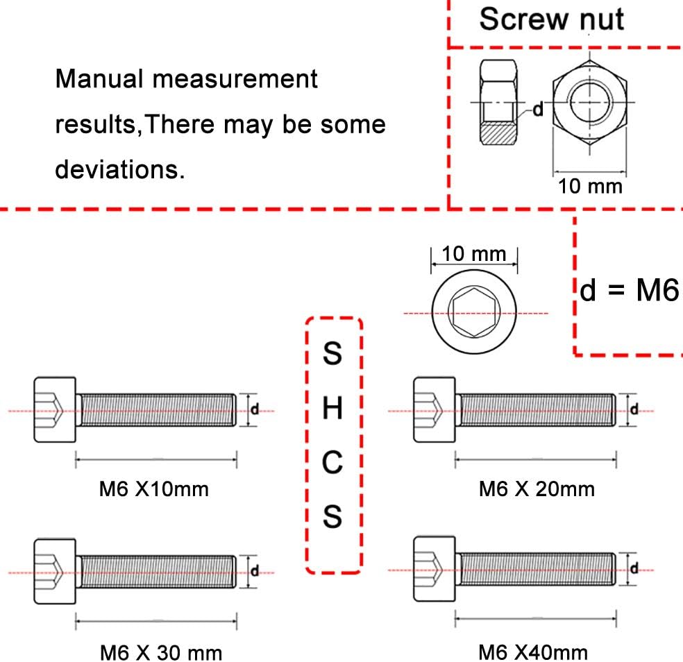 newlng M6 Nuts and Bolts Set 304 Stainless Steel Hexagon Socket Head Cap Screws Hexagon Socket Head Screw Head Mechanical Parts Bolt And Nut Combination Box - Image 3