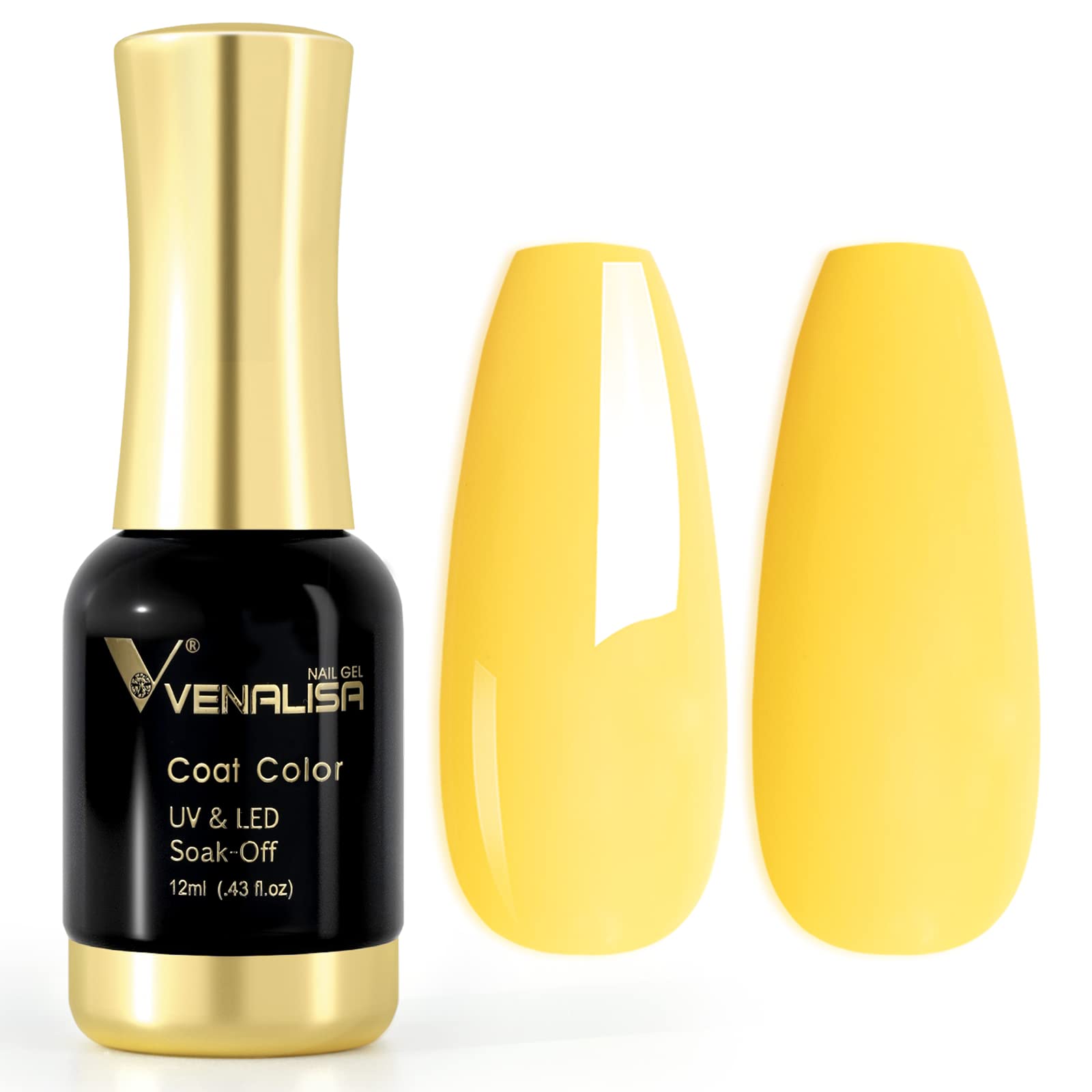 VENALISA 12ml Milky Yellow Gel Nail Polish Soak Off Nail Lamp UV LED Natural Nail Gel Polish Nail Art DIY Manicure French Gifts, 0.43 OZ