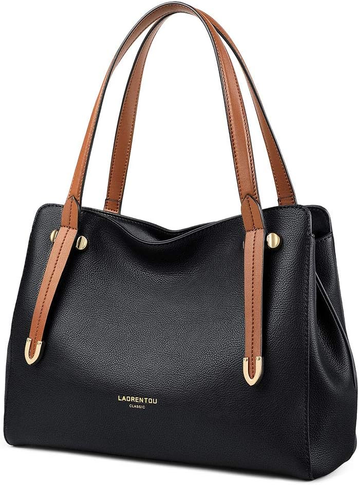 Cowhide Leather Purses and Handbags for Women Shoulder Bags Black Shoulder Tote Bags Top-handle Purse