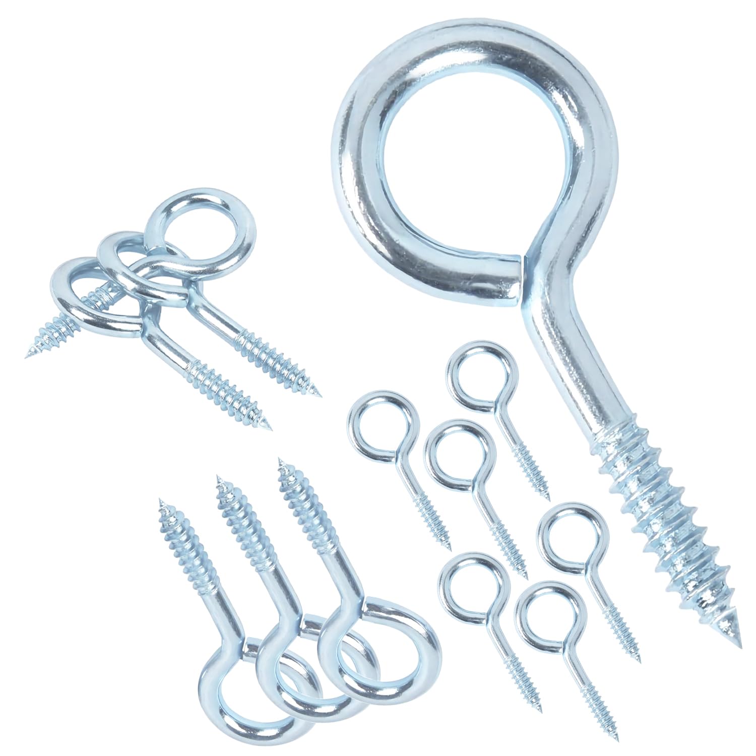 Qrity 20 PCS Eyelet Screws, 20mm Self Tapping Hook, Ring Screw, Ceiling Hook, Galvanized Eyebolt, Hole Nail for Wood, Fixing Wires, Indoor and Outdoor