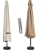 Porch Shield Patio Umbrella Cover - Outdoor Waterproof Garden Market Parasol Covers Fits Market Umbrella up to 12 Feet, Beige