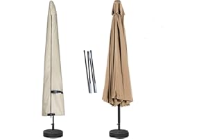 Porch Shield Patio Umbrella Cover - Outdoor Waterproof Garden Market Parasol Covers Fits Market Umbrella 7-10 Feet, Beige