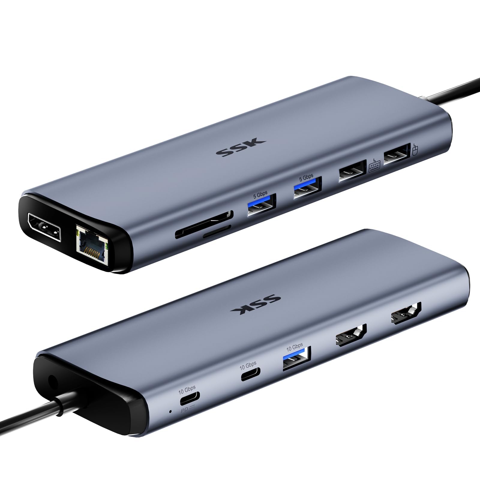 Photo 1 of SSK 8K USB C Dock for Thunderbolt Laptop, MacBook Docking Station 3 Monitors,10Gbps USB C Hub Dual HDMI, Displayport, Ethernet,100W PD, Mic/Audio, USB C&A 3.2 Gen 2 Port for iPhone 15/Mac/Lenovo