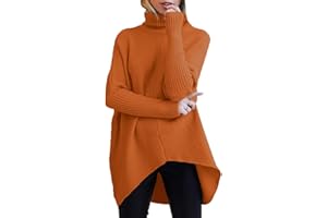 ANRABESS Womens Oversized Turtleneck Batwing Long Sleeve Casual Cozy Baggy Knit Pullover Tunic Sweater 2024 Fall Outfits