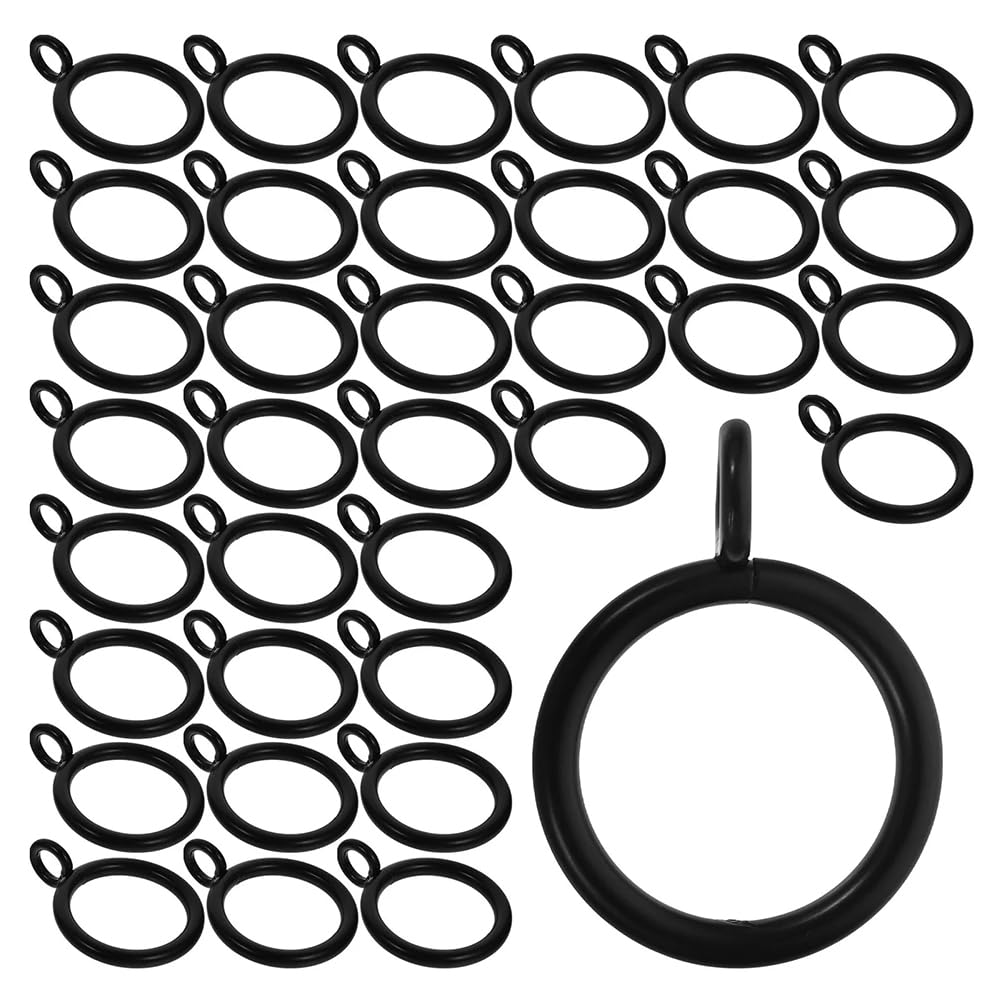Photo 1 of 50 PCS Black Curtain Rings with Eyelet Apply?1.5-Inch Inner Diameter Eyelets drapery rings for Curtains and Rods.